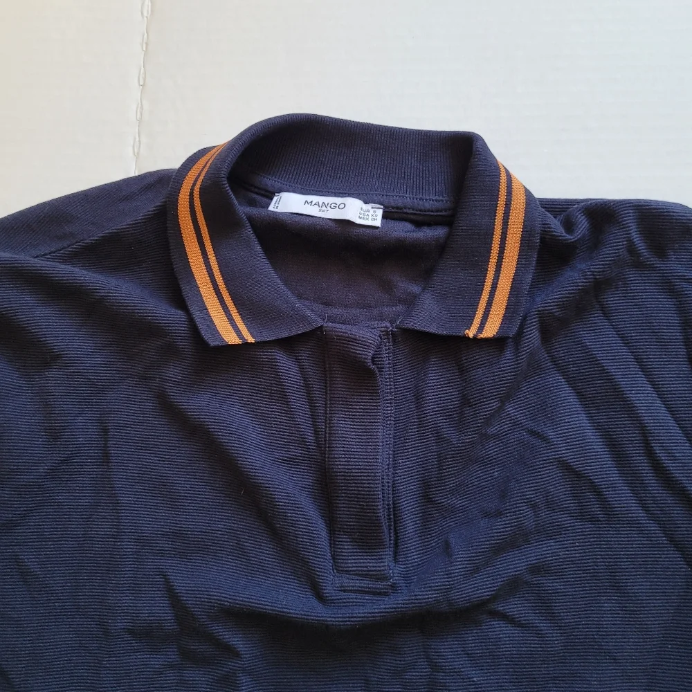 Mango golf shirt pull over top short sleeve dark blue preppy sporty size XS - Picture 13 of 15